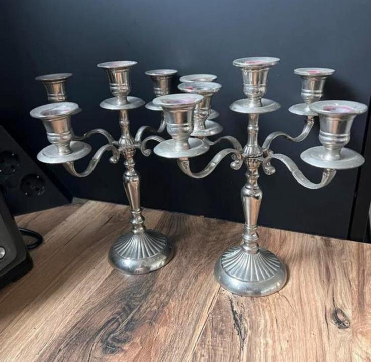 Set van 2 zilveren kandelaars met 5 armen, Ophalen of Verzenden, Overige materialen