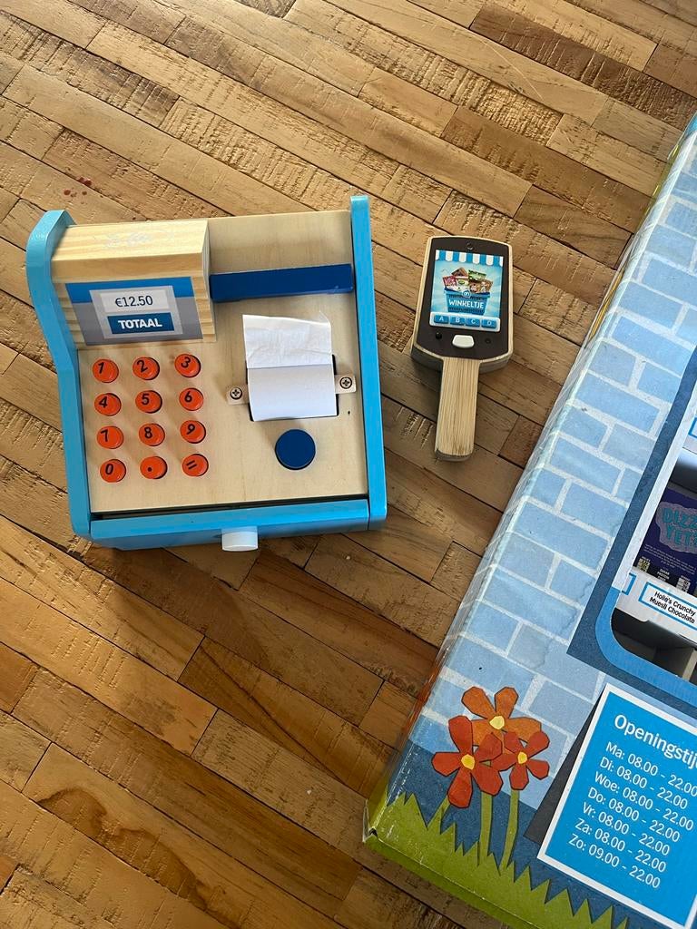 Houten kassa, scanner en AH supermarkt speelset, Ophalen of Verzenden, Gebruikt, Jongen of Meisje