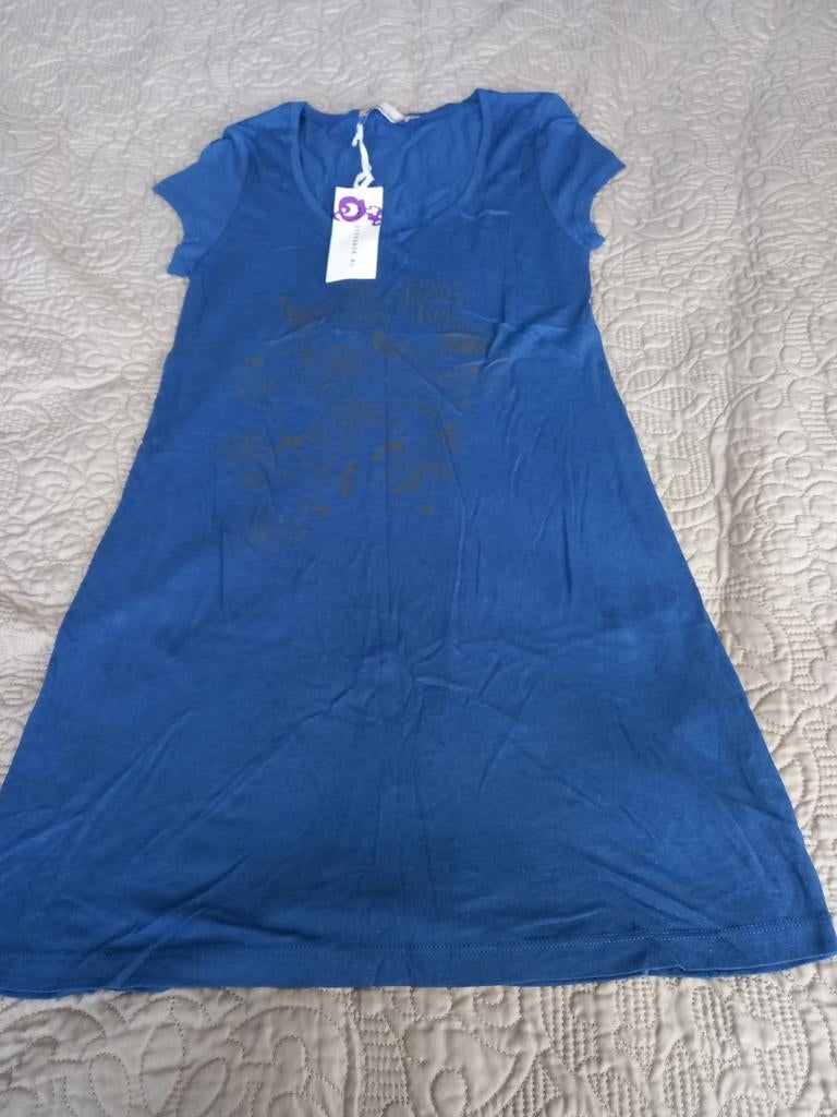 Nachtjapon met korte mouwen., Ophalen, Blauw, Queen mum, Nieuw