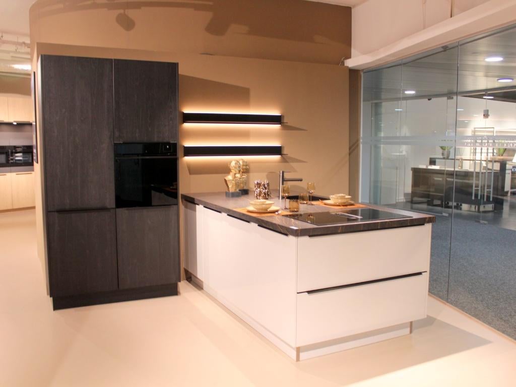 AL59 Moderne design keuken met schiereiland | nwpr €36.150, Ophalen, Wit, Nieuw, Dubbelwandige keuken