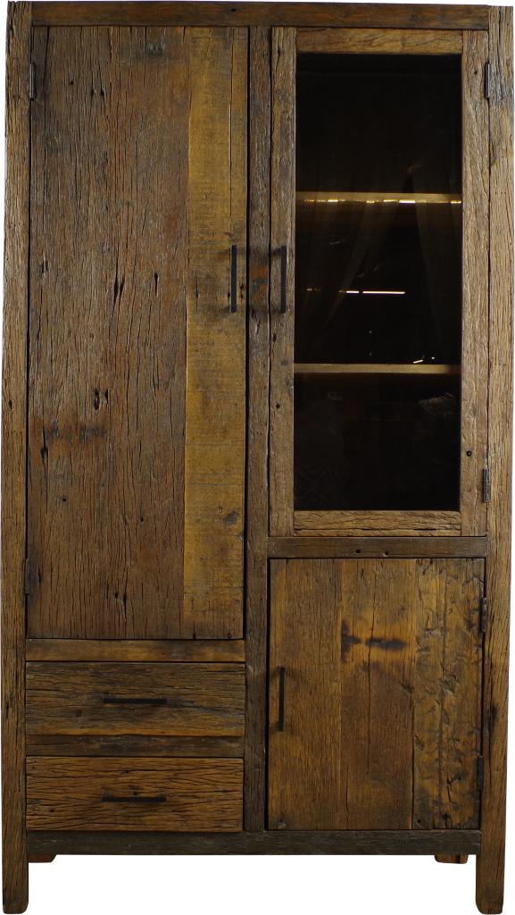 Kabinet oud hout 100 cm breed 180 hoog 2 lades 3 x deuren, 50 tot 100 cm, 150 tot 200 cm, 25 tot 50 cm, Overige houtsoorten
