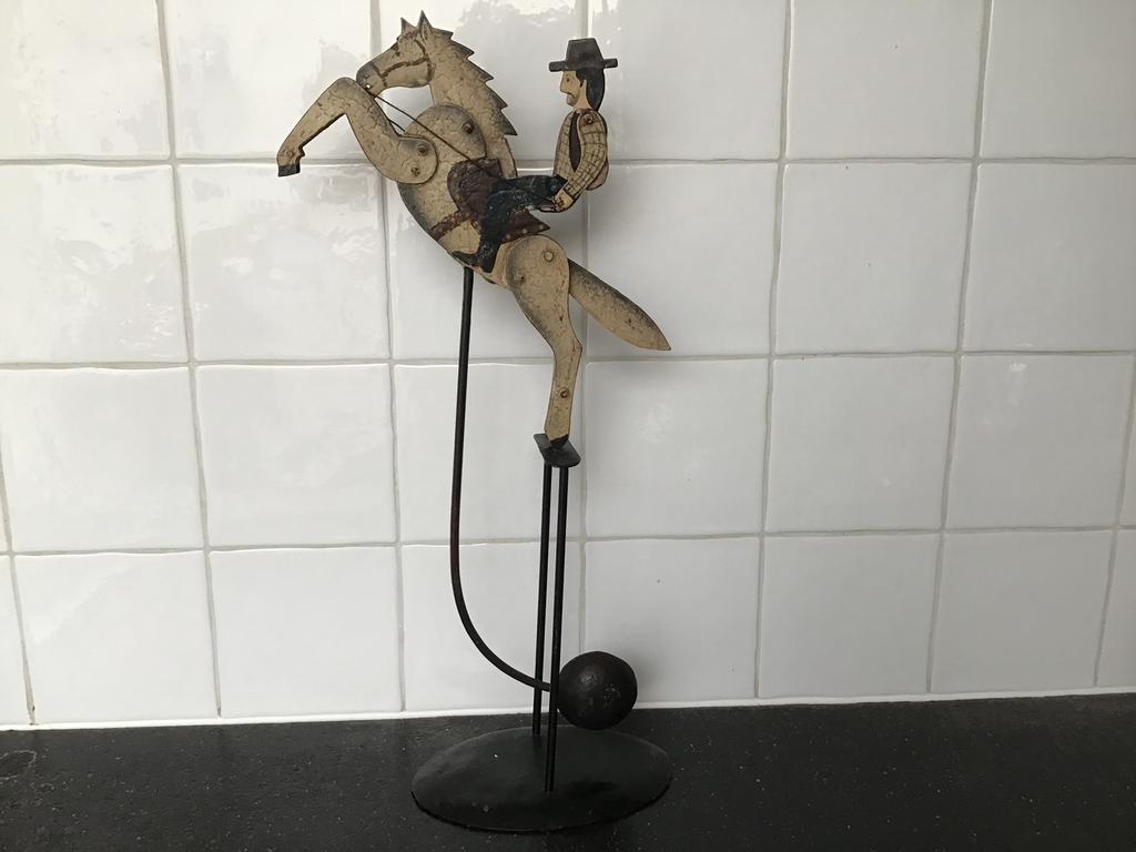 Vintage oud speelgoed balans. Cowboy te paard., Ophalen of Verzenden