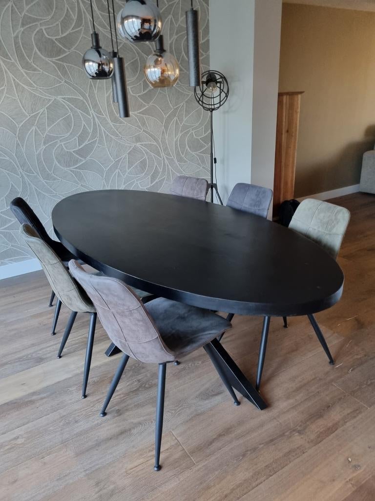 splinternieuwe ovalen tafel mango hout zwart 240x110, Huis en Inrichting, Ophalen, 100 tot 150 cm, Ovaal, Overige houtsoorten