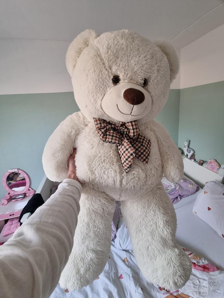 Grote witte knuffelbeer - meer dan 1 meter, Ophalen of Verzenden, Zo goed als nieuw, Beer