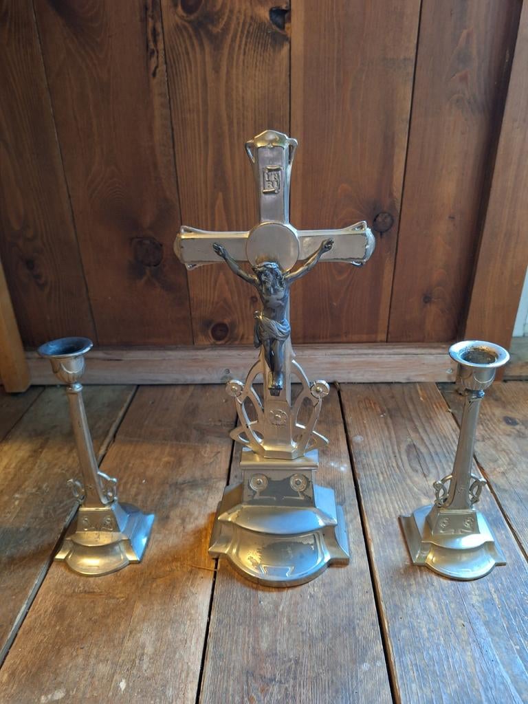 Altaar set ,zilver look, Ophalen, Zilver