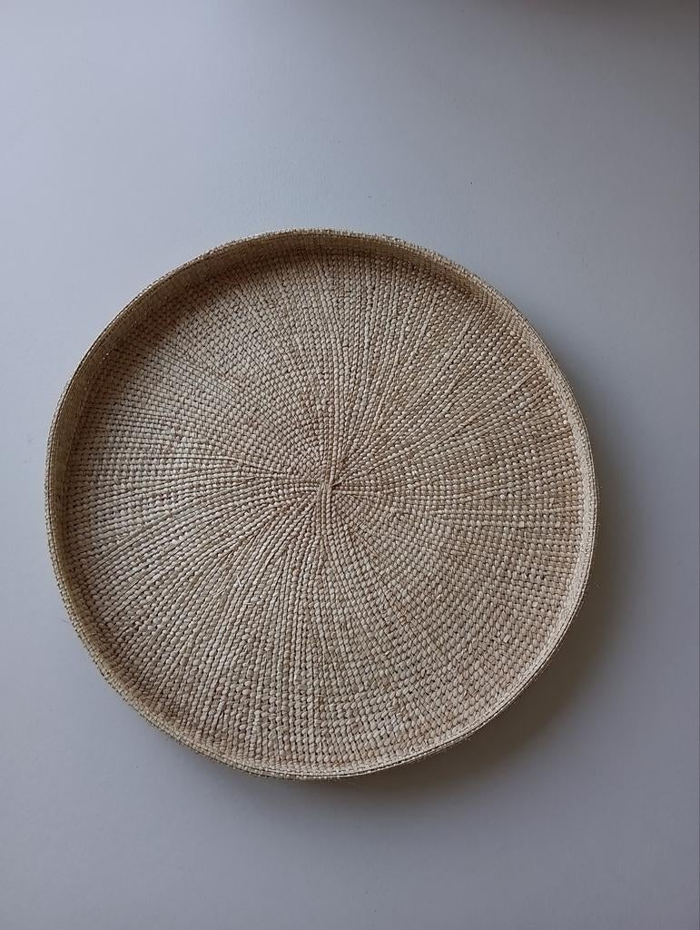 Grote rotan schaal, 59 cm, voor tafel of wanddecoratie, Ophalen, Gebruikt, Schaal, Rond
