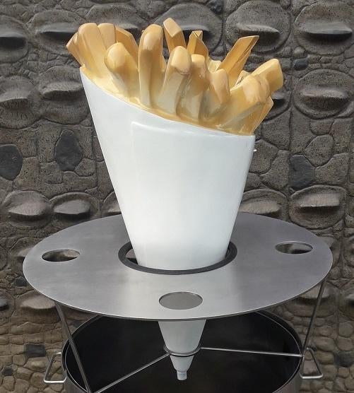 Afvalbak statafel RVS met patatzak 140 cm - incl patatzak, Verzamelen, Ophalen, HorecaBeelden, Overige typen, Nieuw