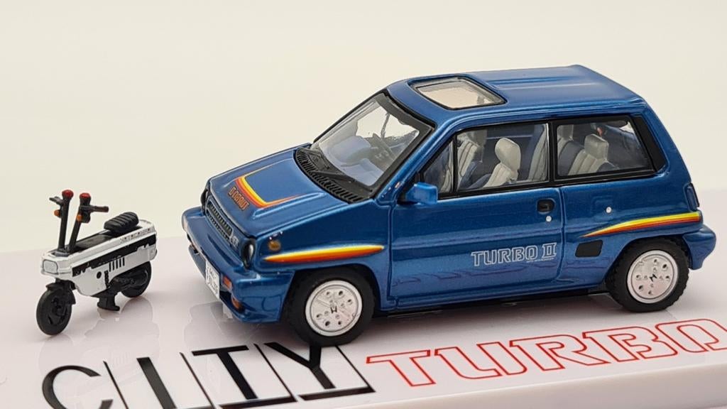 Inno64 Honda City Turbo II (1984) Blauw met Motocompo, Auto, Onbekend, Nieuw, Ophalen of Verzenden
