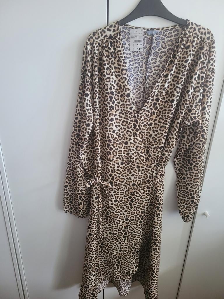 Zeeman Panterprint Jurk Maat 40, Maat 38/40 (M), Zeeman, Beige, Nieuw