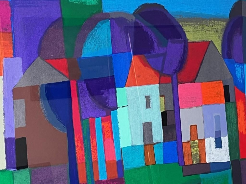 Ton Schulten, ingelijste zeefdruk Dorpskern, Ophalen