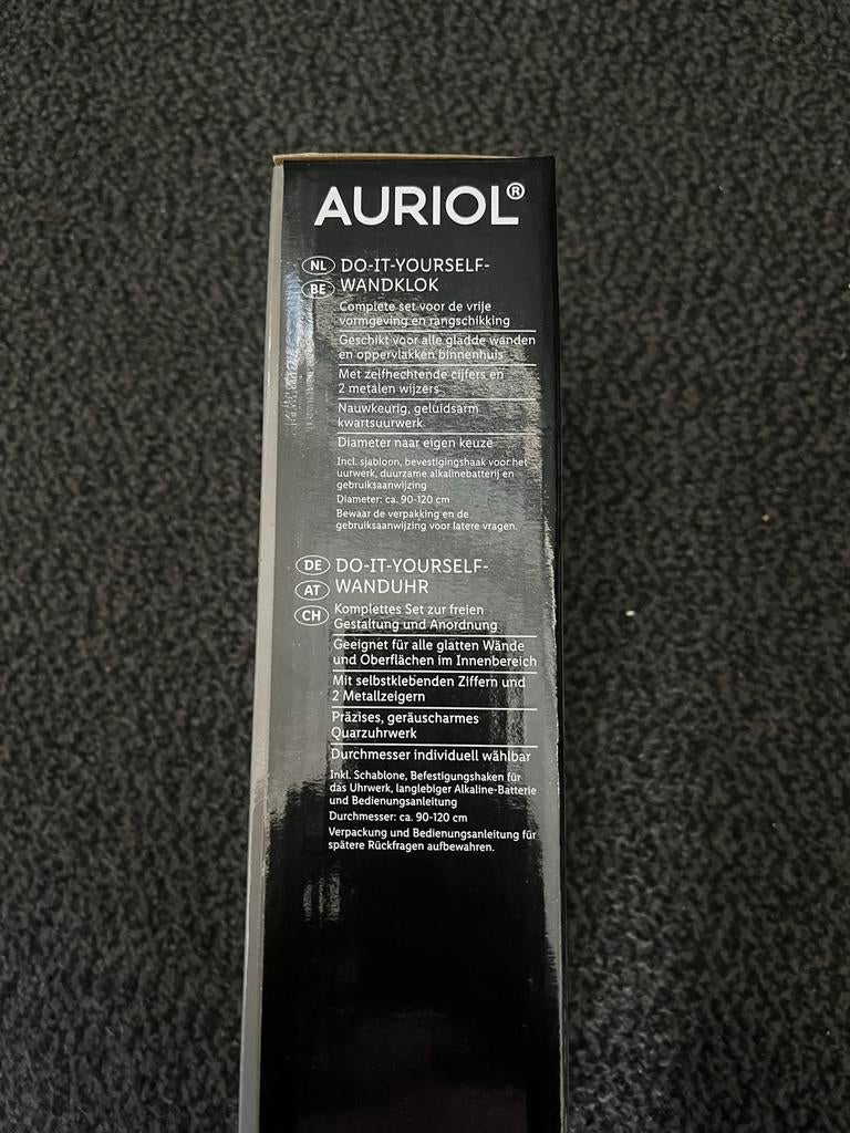 Auriol DIY Wandklok met losse cijfers - Zilverkleurig, Ophalen of Verzenden, Nieuw, Analoog, Wandklok