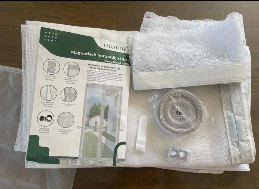 Nieuw O'DADDY Magnetisch Horgordijn Fiber Wit 184x230cm, Kunststof, Hordeur, Nieuw, Ophalen of Verzenden
