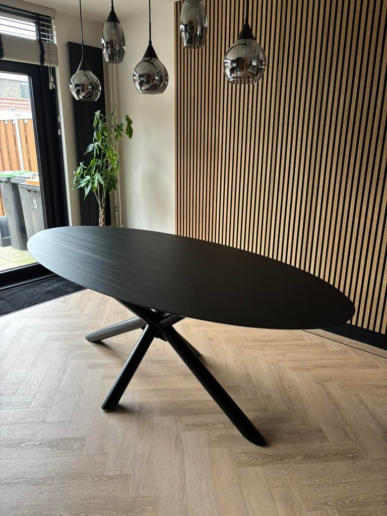 Ovale eettafel, Huis en Inrichting, Tafels | Eettafels, Ophalen, Ovale, Gebruikt, Overige materialen