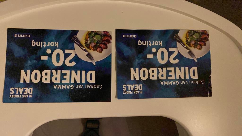 Gamma korting dinerbon 2 stuks, Twee personen, Cadeaubon