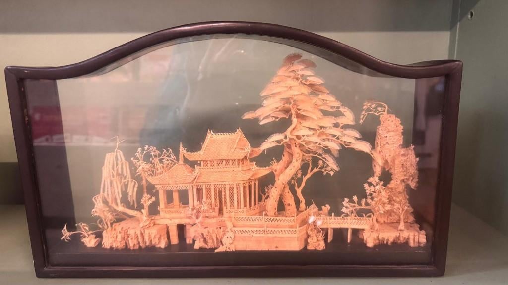 chinees kurken schilderij, Minder dan 50 cm, Ophalen of Verzenden, Zo goed als nieuw, Schilderij