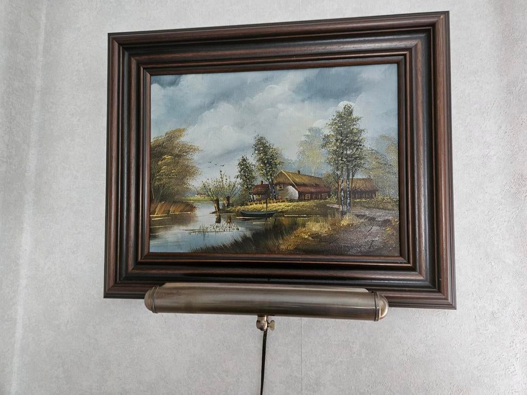 Schilderij J. Kok - Hollands Landschap met Boerderij, Ophalen of Verzenden