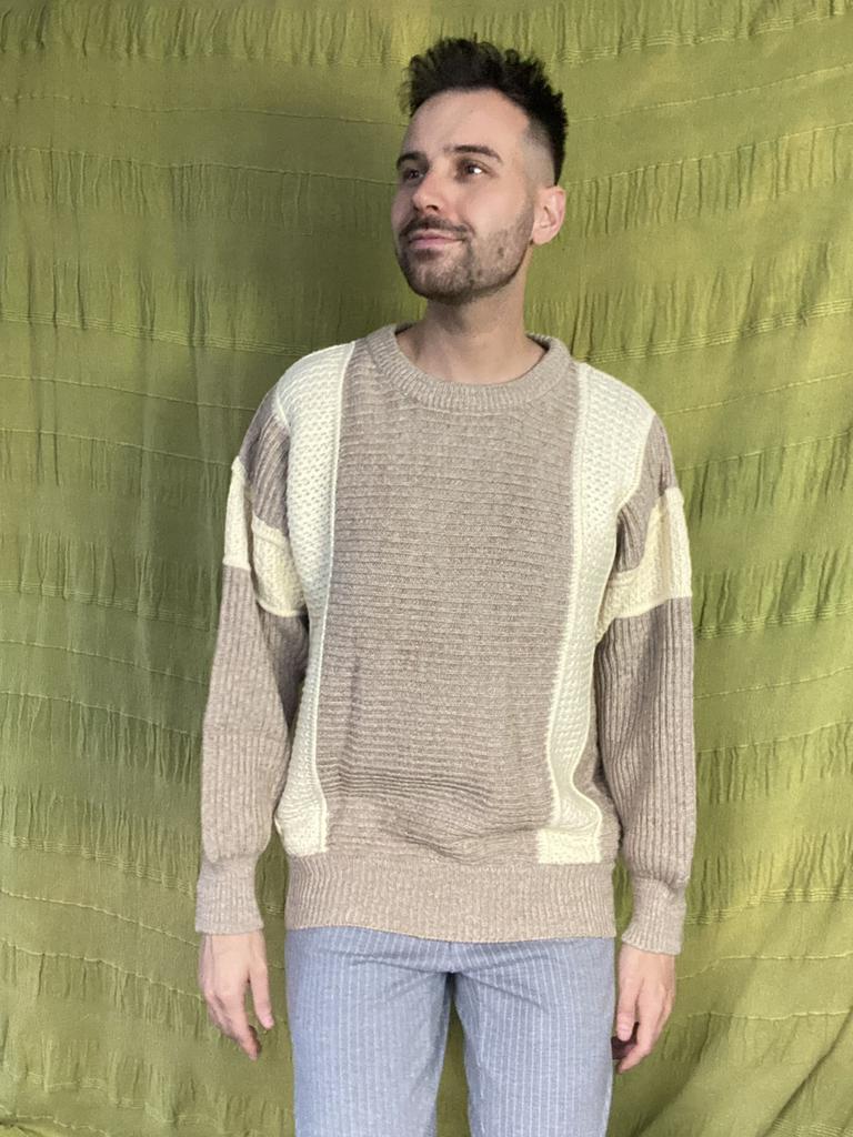 Vintage trui / sweater / beige / crème / medium M, Hgv, Maat 48/50 (M), Beige, Hippie Galore vintage