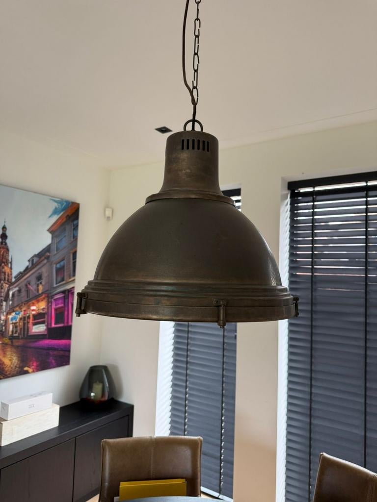 Twee Industriële Hanglampen van het Looiershuis, Huis en Inrichting, Ophalen of Verzenden, Zo goed als nieuw, Metaal, Minder dan 50 cm