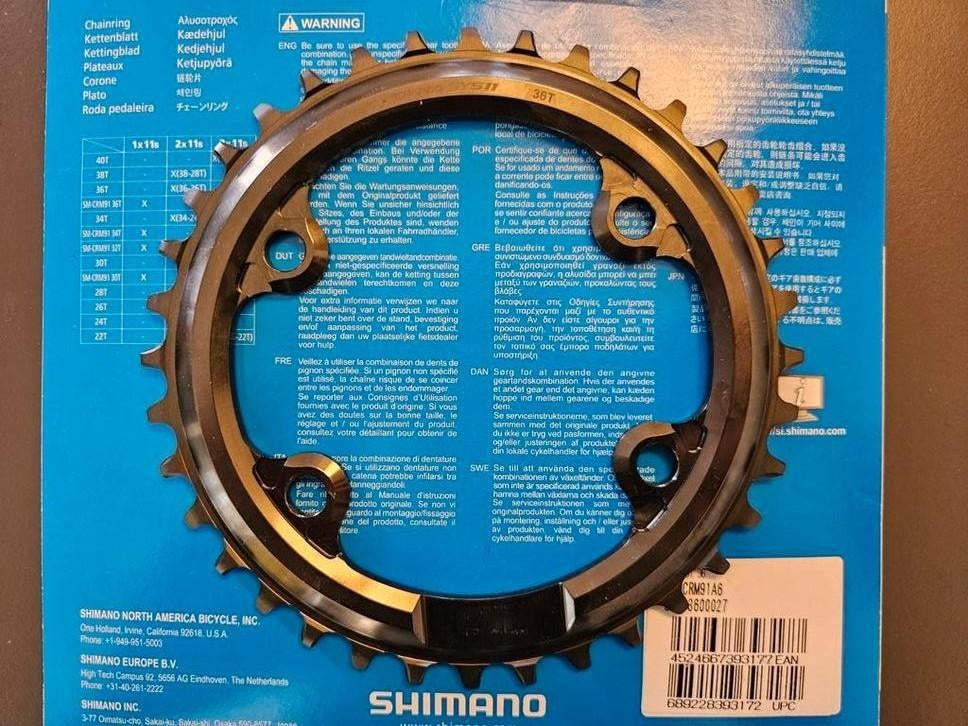 Shimano XTR Kettingblad 11V 96mm 36T RVS/Alu Nieuw, Crankstel of Pedalen, Nieuw, Shimano, Mountainbike