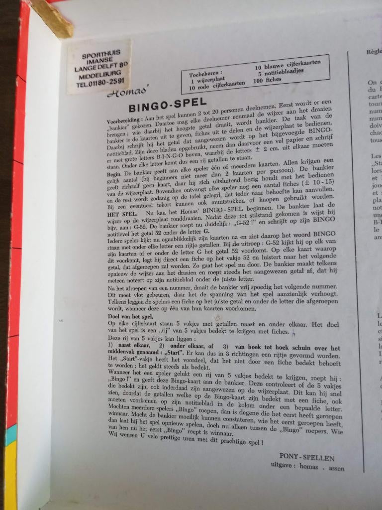 Homas Amerikaanse bingo, Vijf spelers of meer, Ophalen of Verzenden, Gebruikt, Homas Spelen