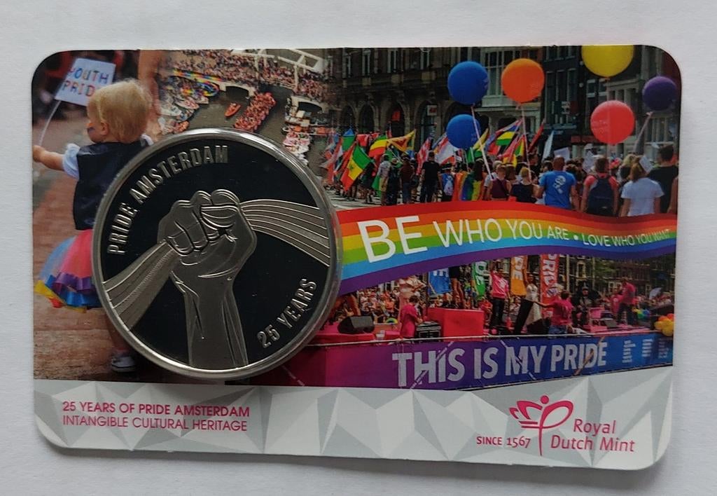 LHBTIQ Munt - 25 jaar Pride Amsterdam - Koninklijke Munt, Postzegels en Munten, Munten | Nederland, Ophalen of Verzenden, Koningin Beatrix