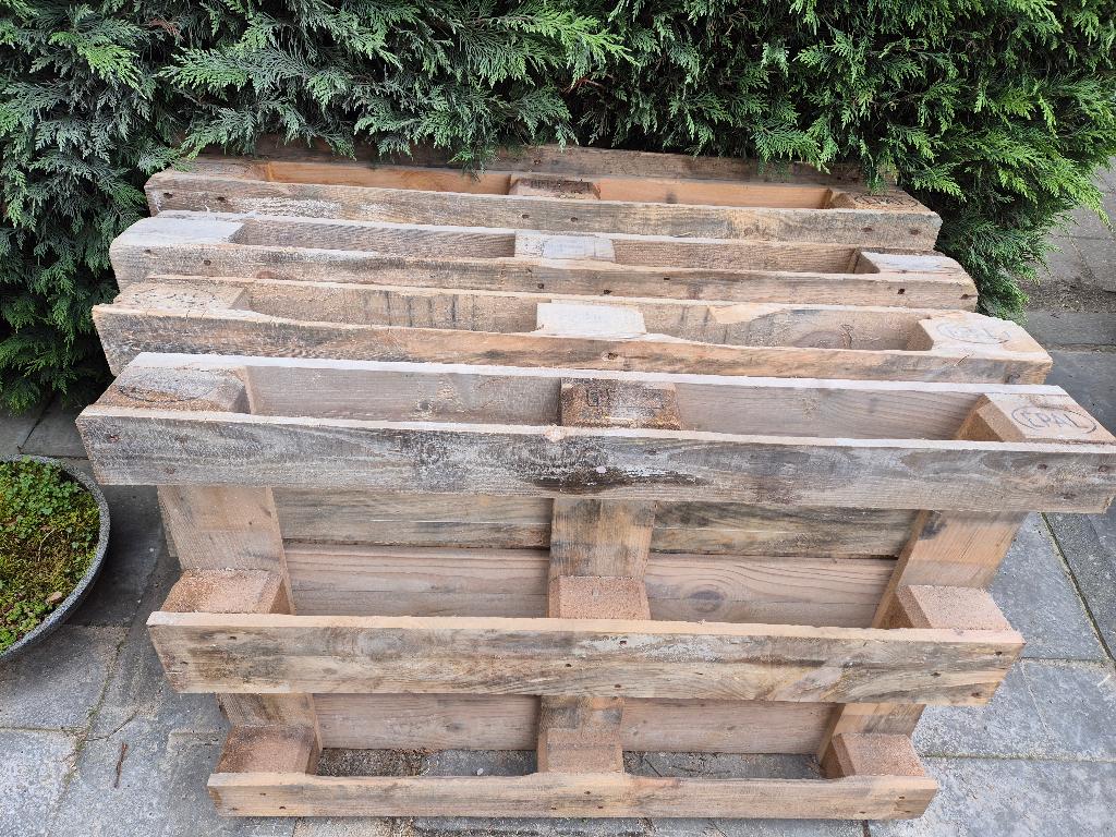 europallet 5x, gratis af te halen, Doe-het-zelf en Verbouw, Hout en Planken, Ophalen, Gebruikt, 25 tot 50 mm, Pallet