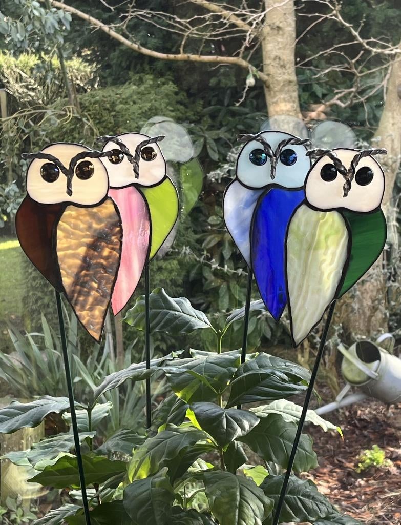 Uil Libelle Plantensteker tuin glas tiffany, Ophalen of Verzenden, Nieuw