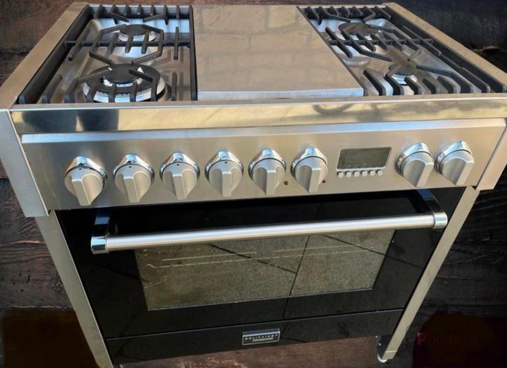 Solitaire gasfornuis met grillplaat, Witgoed en Apparatuur, Fornuizen, Gebruikt, 60 cm of meer, Keramisch, Ophalen of Verzenden