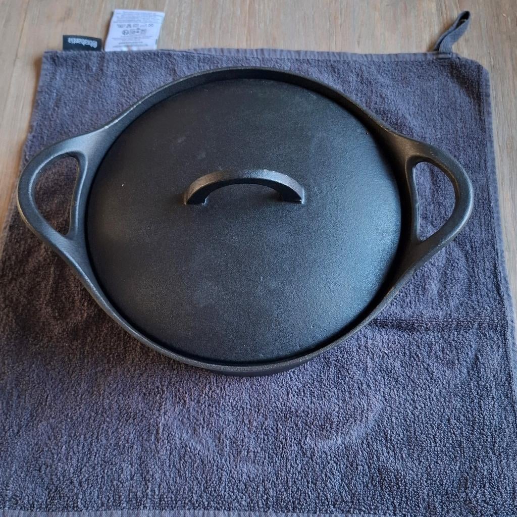 Gietijzeren Hackman 25 Dutch Oven Braadpan, Huis en Inrichting, Gietijzer, Ophalen of Verzenden, Zo goed als nieuw, Keramische plaat