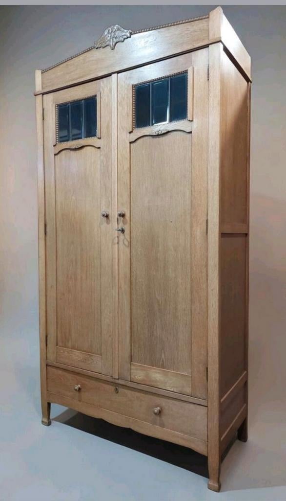 antieke kast Art Deco kledingkast, Huis en Inrichting, Ophalen, Glas, Gebruikt, 100 tot 150 cm