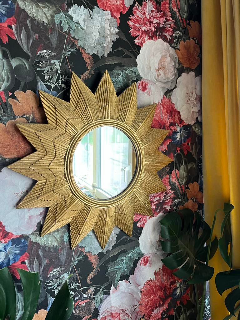 Vintage Zonnespiegel - Diameter 49 cm, Huis en Inrichting, Ophalen, Minder dan 50 cm, Gebruikt, Rond
