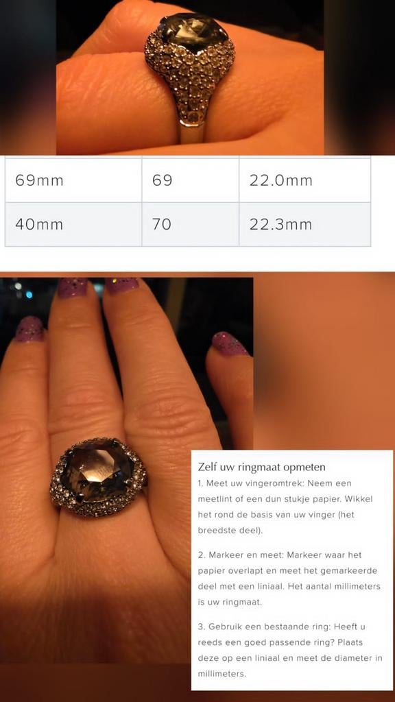 Prachtige ring met grote steen Swarovski, Overige materialen, 20 of groter, Ophalen of Verzenden, Zo goed als nieuw