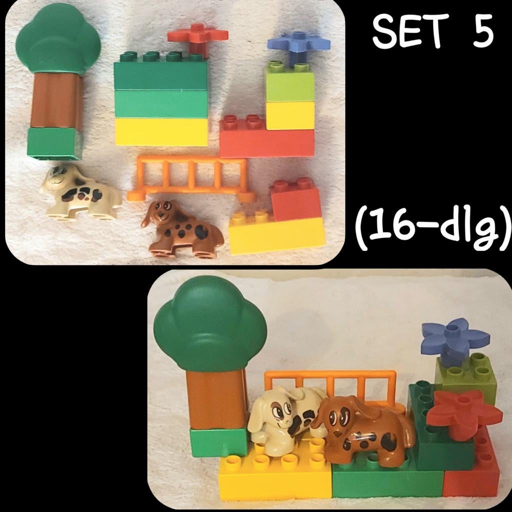 【★★★✩✩】set.5【LEGO DUPLO】16-dlg》2× hond, boom, hekje..., Ophalen of Verzenden, Gebruikt, Losse stenen, Duplo