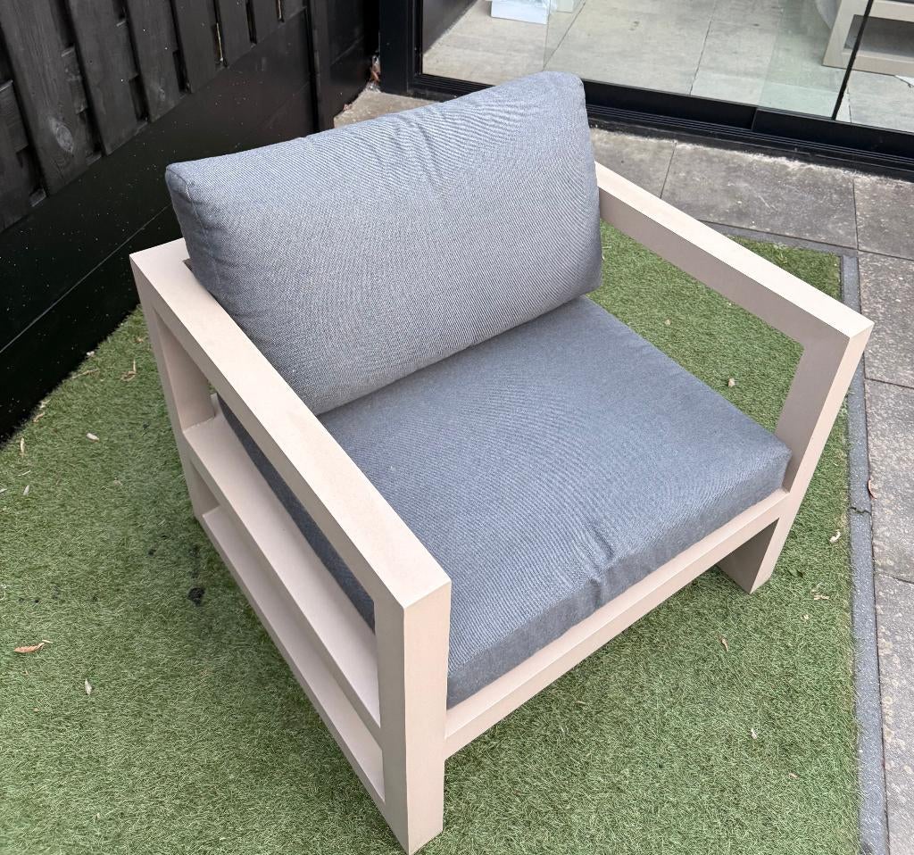 Loungeset stoel aluminium – 6 jaar, opnieuw gecoat, Ophalen, Zo goed als nieuw, Aluminium, Stoel
