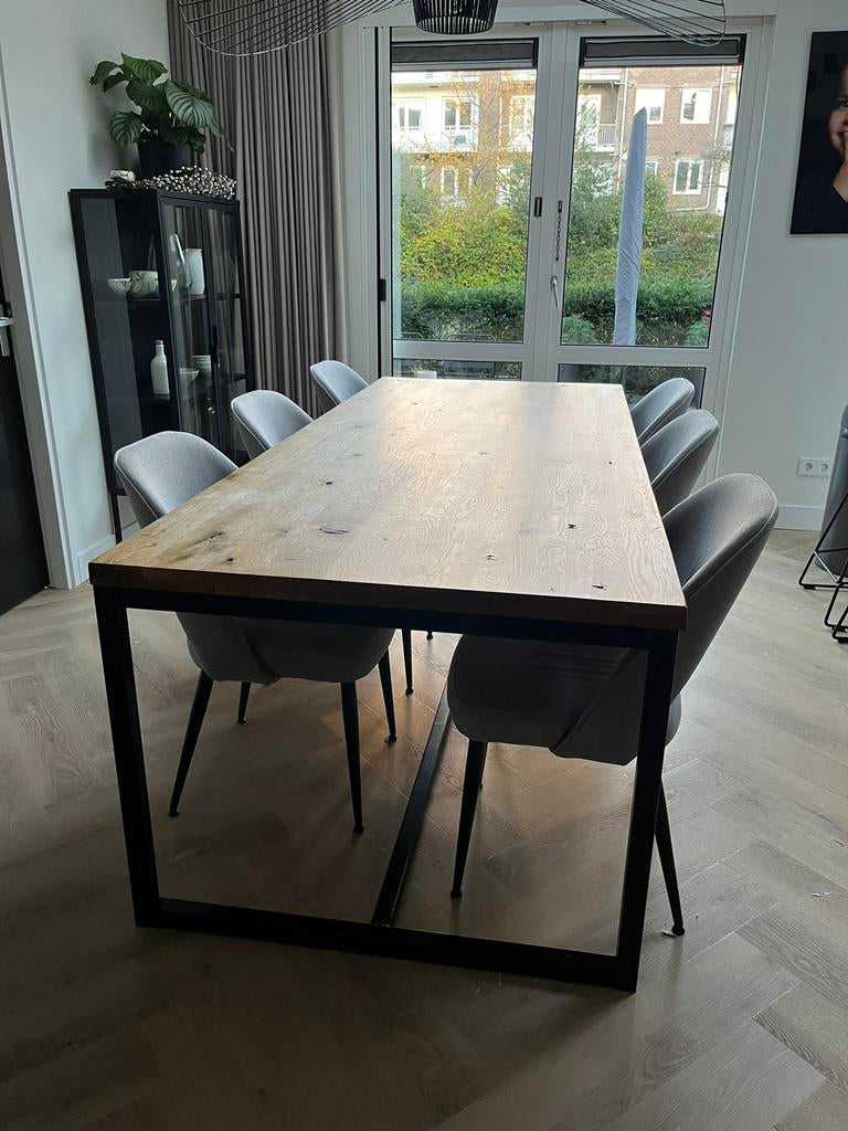 Stevige Eikenhouten eettafel 240x100, Huis en Inrichting, Tafels | Eettafels, Ophalen, 200 cm of meer, 50 tot 100 cm, Zo goed als nieuw