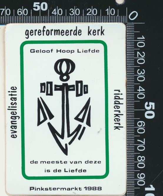 Sticker: Evengelisatie Gerformeerde Kerk Ridderkerk - 1988, Verzamelen, Stickers, Zo goed als nieuw, Bedrijf of Vereniging, Ophalen of Verzenden