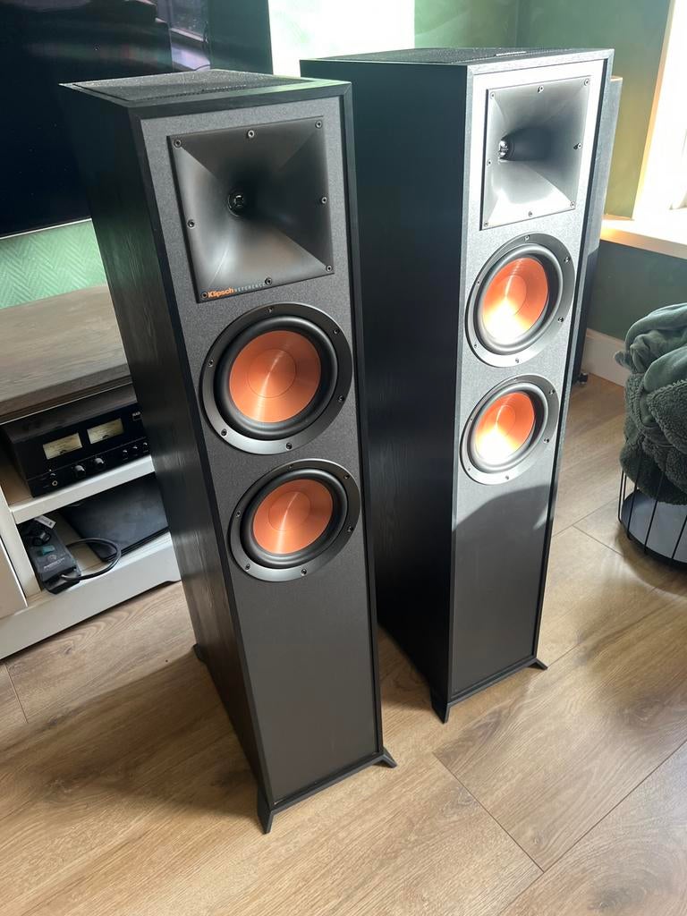 Klipsch r-625fa 2x, Gebruikt, 120 watt of meer, Front, Rear of Stereo speakers, Ophalen