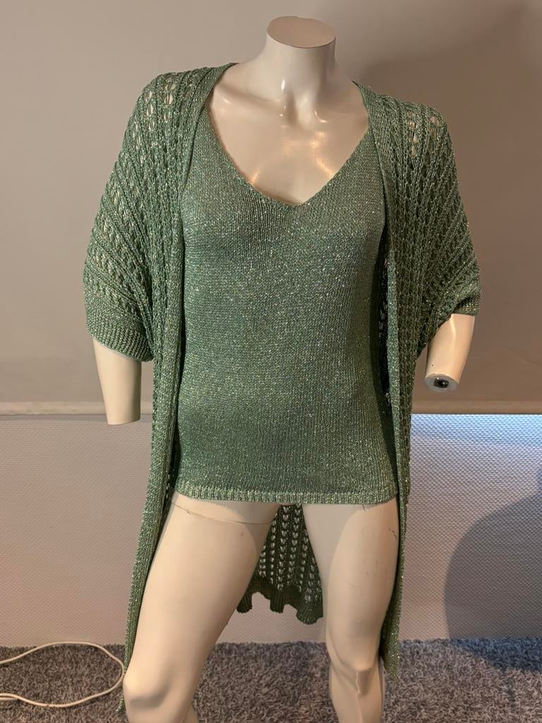 Groene top met goud lurex draad met bijpassend vest onesize, Kleding | Dames, ., Maat 42/44 (L), Ophalen of Verzenden, Zo goed als nieuw