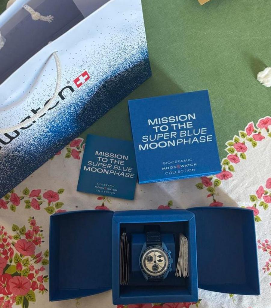 Swatch Moonswatch Mission to the Super Blue Moonphase, Ophalen, Kunststof, Polshorloge, Swatch