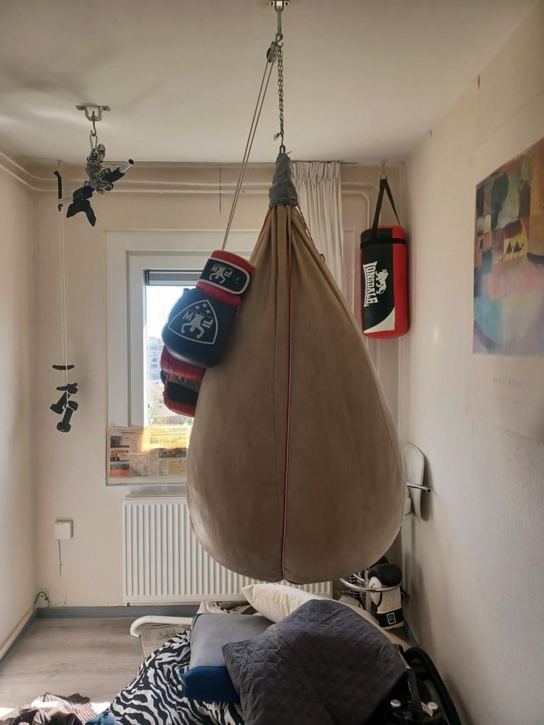 Box bal met boxhandschoenen, Ophalen, Gebruikt, Boksbal