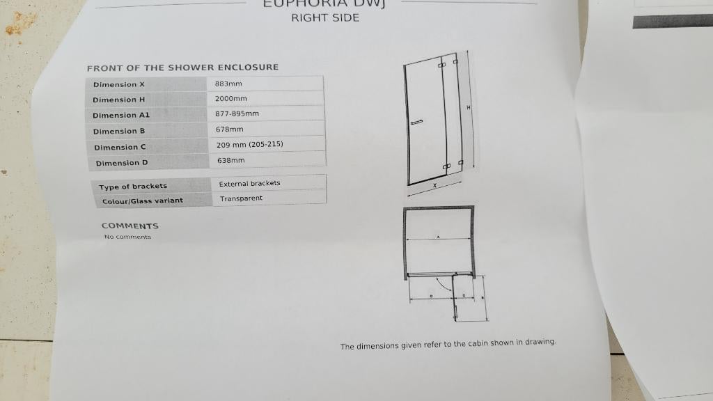 Douchedeur in twee delen gloednieuw 88,3  breed, Doe-het-zelf en Verbouw, Sanitair, Ophalen, Nieuw, Glas, Douche