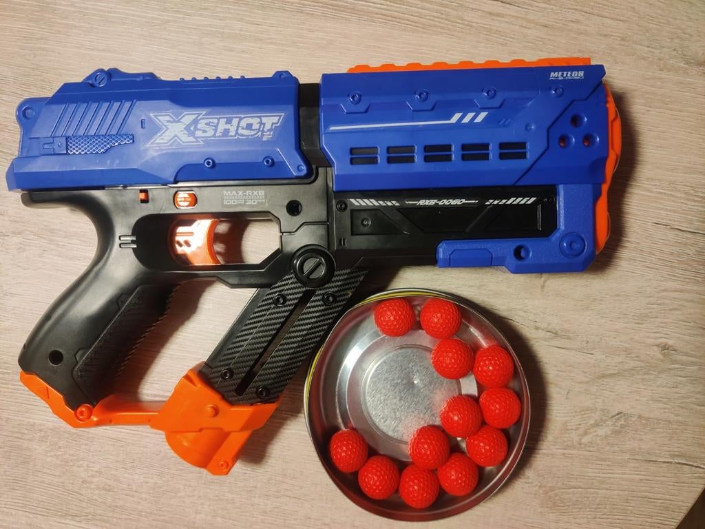 Nerf X-Shot Meteor Pistool met Balletjes, Kinderen en Baby's, Speelgoed | Buiten | Actiespeelgoed, Ophalen of Verzenden, Zo goed als nieuw