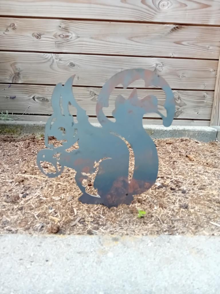 Eekhoorn in cortenstaal, Tuin en Terras, Tuinbeelden, Nieuw, Dierenbeeld, Metaal, Ophalen of Verzenden