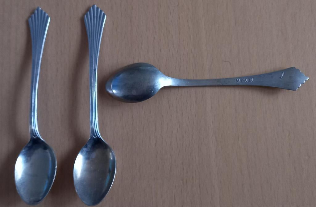 Vintage Alpacca Lepeltjes - Set van 3, Ophalen of Verzenden