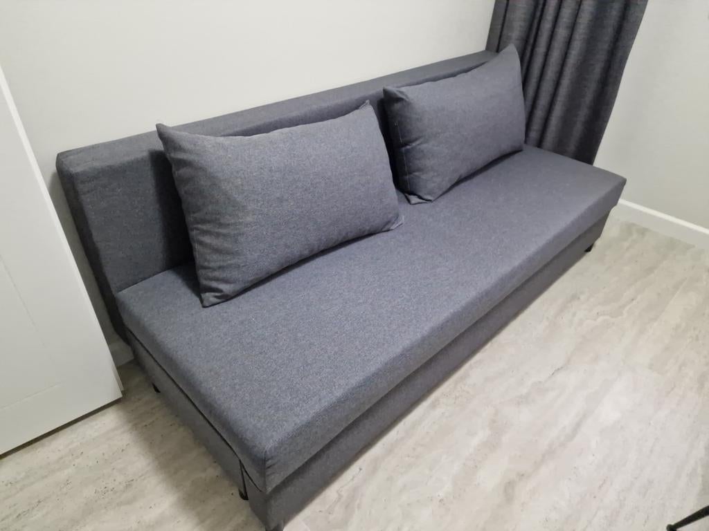 JYSK grijs slaapbank sofabed NORSMINDE, Ophalen, Zo goed als nieuw, Tweepersoons, Minder dan 150 cm