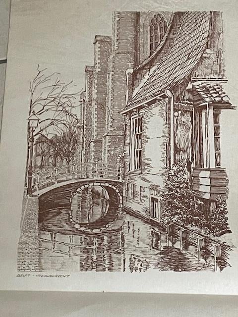 Oude afdruk : Vrouwenrecht Delft, Ophalen of Verzenden