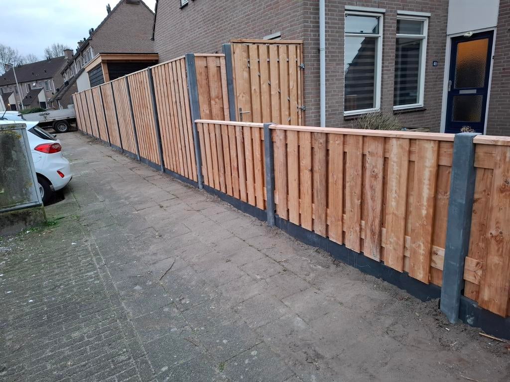 Schutting laten plaatsen, Tuin en Terras, Schuttingen, Nieuw, Hout, 1 tot 2 meter, 6 meter of meer, Ophalen of Verzenden
