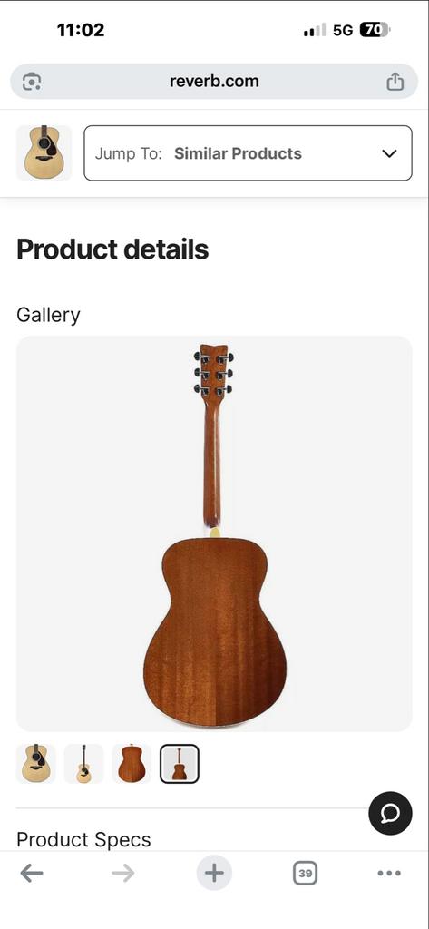 Yamaha FS720S Akoestische Gitaar - Topconditie!, Ophalen, Nieuw, Western- of Steelstringgitaar, Met koffer