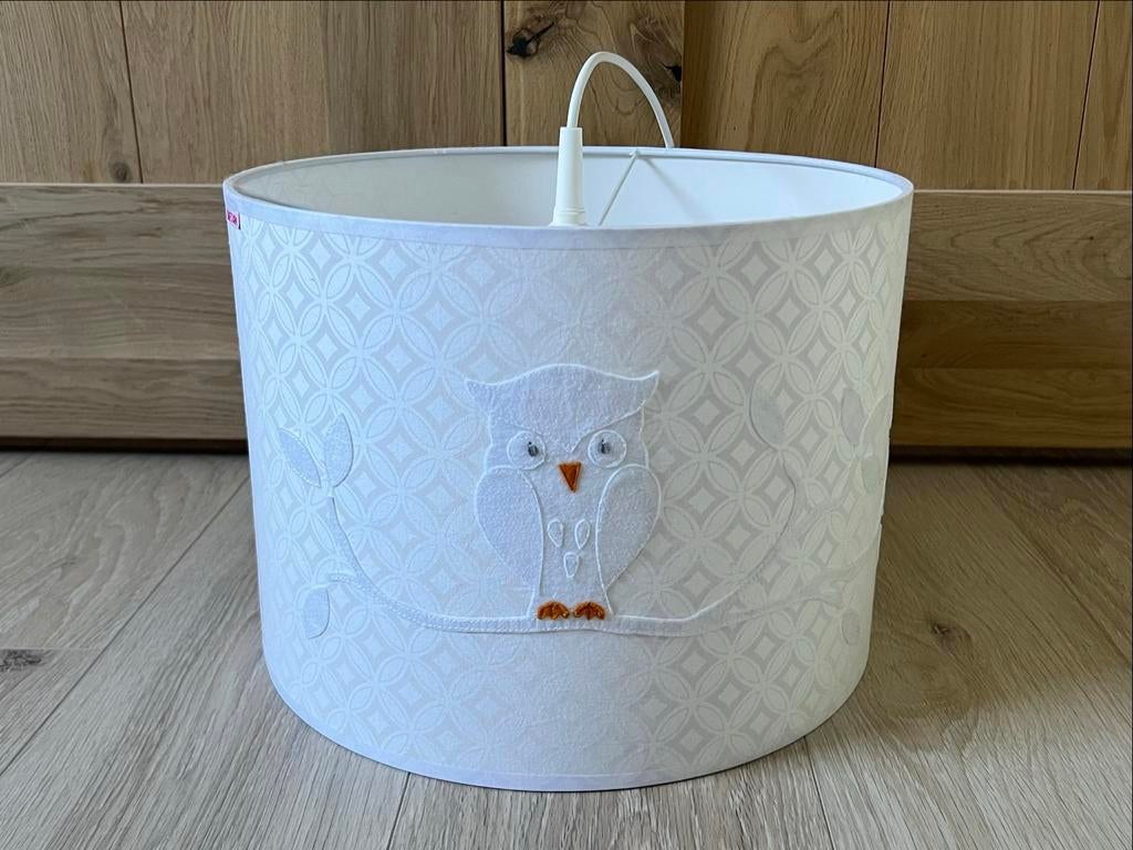 Leuke witte hanglamp met uil voor baby-/kinderkamer, Ophalen of Verzenden, Gebruikt, Lamp