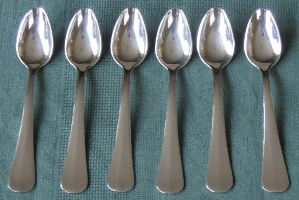 Nr K264: 6 Verzilverde Hollands Glad theelepels Sola 100, Ophalen of Verzenden
